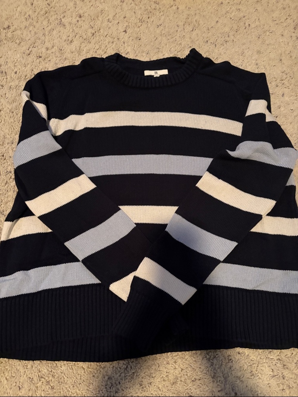 Banana Republic Navy Striped Crewneck Cotton Sweater XL